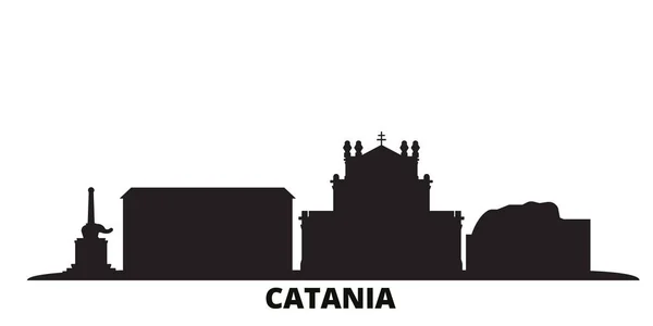 Italië, Catania skyline geïsoleerde vector illustratie. Italië, Catania reizen zwarte stad — Stockvector