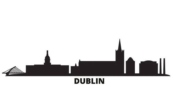 Írország, Dublin város városképe elszigetelt vektor illusztráció. Írország, Dublin utazás fekete városkép — Stock Vector