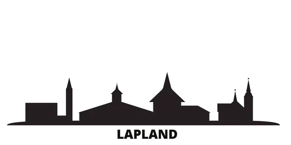 Finlandia, Laponia ciudad skyline ilustración vectorial aislado. Finlandia, Laponia viajar negro paisaje urbano — Vector de stock