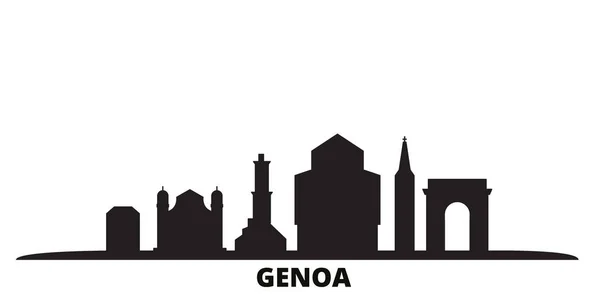 Italie, ville de Gênes illustration vectorielle isolée. Italie, Gênes voyage paysage urbain noir — Image vectorielle