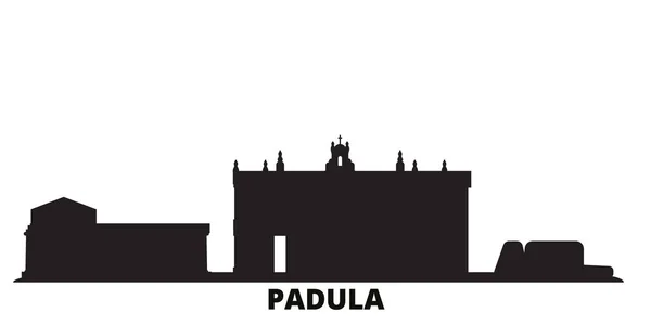 Ιταλία, Padula πόλη ορίζοντα απομονωμένη διανυσματική απεικόνιση. Ιταλία, Padula ταξίδια μαύρο αστικό τοπίο — Διανυσματικό Αρχείο