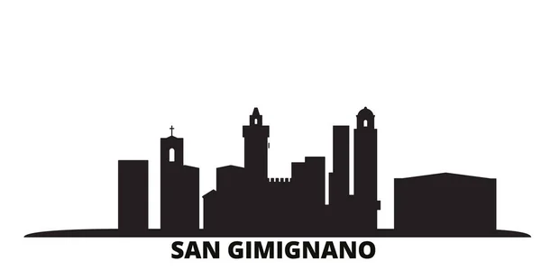 Olaszország, San Gimignano City városkép elszigetelt vektor illusztráció. Olaszország, San Gimignano City utazás fekete városkép — Stock Vector