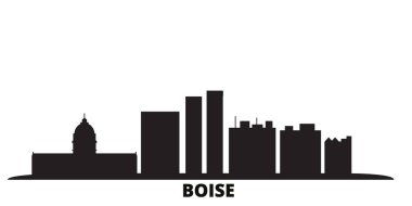 United States, Boise city skyline isolated vector illustration. United States, Boise travel black cityscape