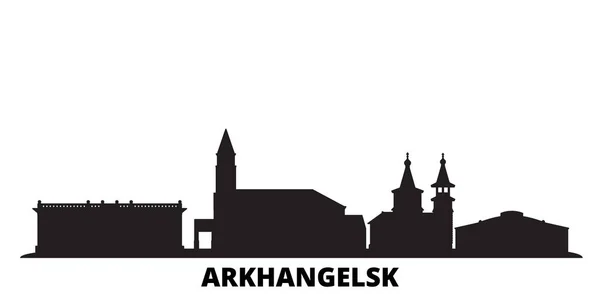 Rusia, ciudad de Arkhangelsk skyline ilustración vectorial aislado. Rusia, Arkhangelsk viaje negro paisaje urbano — Vector de stock
