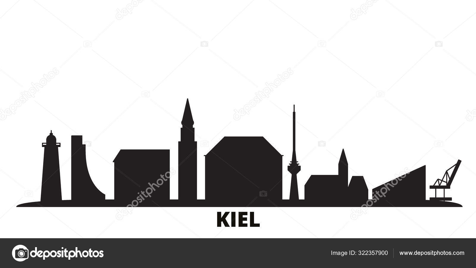 Germany, Kiel city skyline isolated vector illustration. Germany, Kiel