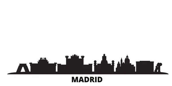 Spain, Madrid city skyline isolated vector illustration. Spain, Madrid travel black cityscape — Stock Vector