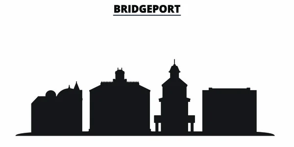 Egyesült Államok, Bridgeport City városkép elszigetelt vektor illusztráció. Amerikai Egyesült Államok, Bridgeport City travel black cityscape — Stock Vector