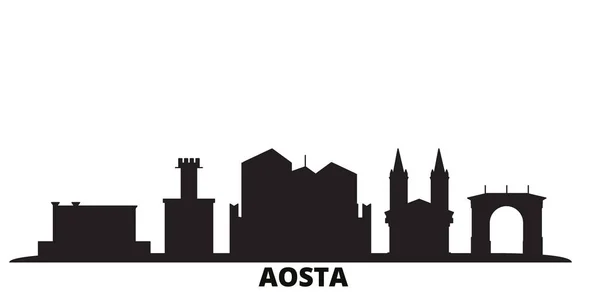 Italien, aosta city skyline isolierte vektorillustration. italien, aosta reisen schwarze stadtlandschaft — Stockvektor