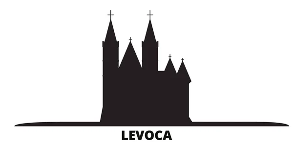 Szlovákia, Lőcse város városképe elszigetelt vektor illusztráció. Szlovákia, Lőcse utazás fekete városkép — Stock Vector