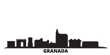 Spain, Granada city skyline isolated vector illustration. Spain, Granada travel black cityscape clipart