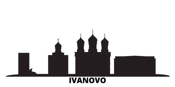 Ρωσία, Ivanovo πόλη ορίζοντα απομονωμένη διανυσματική απεικόνιση. Ρωσία, Ιβάνοβο ταξιδεύουν σε μαύρο αστικό τοπίο — Διανυσματικό Αρχείο