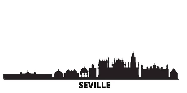 Spain, Seville city skyline isolated vector illustration. Spain, Seville travel black cityscape — Stock Vector