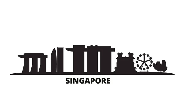 Singapura Cidade cidade skyline isolado vetor ilustração. Singapura Cidade viagem paisagem urbana preta —  Vetores de Stock