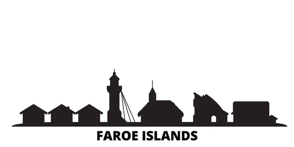 Denemarken, Faeröer stad skyline geïsoleerde vector illustratie. Denemarken, Faeröer reizen zwarte stadsgezicht — Stockvector