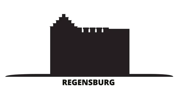 Allemagne, ville de Ratisbonne illustration vectorielle isolée. Allemagne, Ratisbonne voyage paysage urbain noir — Image vectorielle