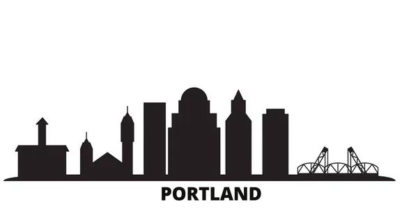 Stati Uniti, Portland city skyline illustrazione vettoriale isolata. Stati Uniti, Portland viaggi paesaggio urbano nero — Vettoriale Stock