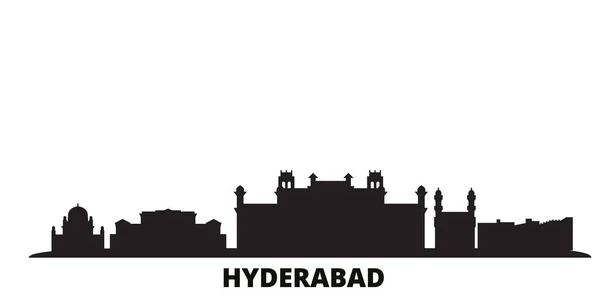 Ινδία, Hyderabad πόλη ορίζοντα απομονωμένη διανυσματική απεικόνιση. Ινδία, Χαϊντεραμπάντ ταξιδεύουν μαύρο αστικό τοπίο — Διανυσματικό Αρχείο