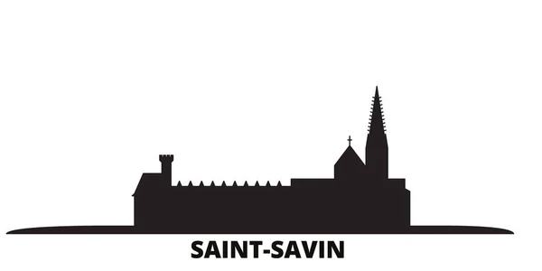 France, ville de Saint Savin illustration vectorielle isolée. France, Saint Savin voyage paysage urbain noir — Image vectorielle