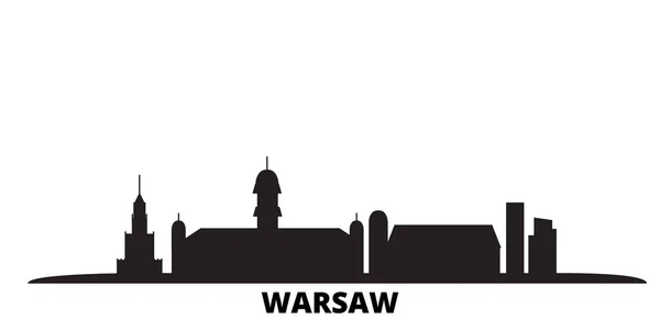 Polonia, ciudad de Varsovia skyline ilustración vectorial aislado. Polonia, Ciudad de Varsovia viajes negro paisaje urbano — Vector de stock