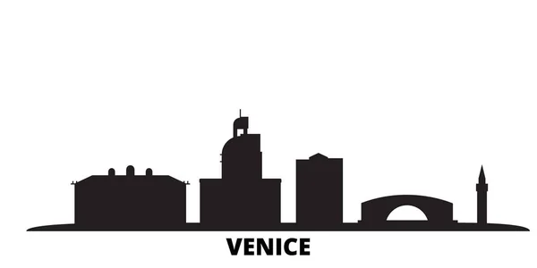 Italie, Venise City skyline illustration vectorielle isolée. Italie, Venise Voyage paysage urbain noir — Image vectorielle