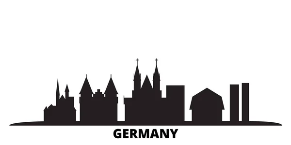 독일 도시 스카이라인외진 벡터 일러스트. 독일, 검은 색 도시 경관 여행 — 스톡 벡터