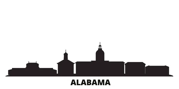 Estados Unidos, ciudad de Montgomery skyline ilustración vectorial aislado. Estados Unidos, Montgomery travel black cityscape — Vector de stock