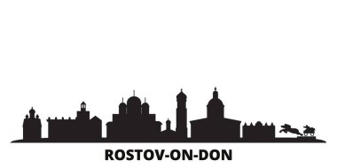Rusya ve Rostov Don şehrinde izole edilmiş vektör çizimi. Rusya ve Rostov Don 'da Siyah Şehir Gezisi