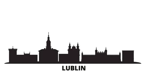 Poland, Lublin city skyline isolated vector illustration. Poland, Lublin travel black cityscape — Stock Vector