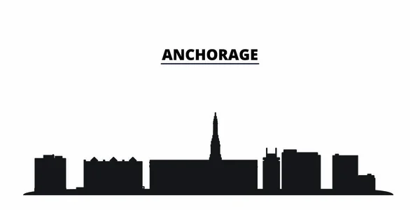 United States, Anchorage City city skyline isolated vector illustration. United States, Anchorage City travel black cityscape — Stock Vector