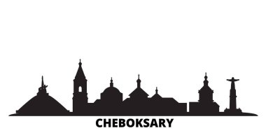 Rusya, Cheboksary şehri izole edilmiş vektör çizimi. Rusya ve Cheboksary şehirler arası seyahat ediyor