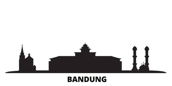 Indonesia, Bandung skyline mengisolasi ilustrasi vektor. Indonesia, Bandung perjalanan Cityscape hitam - Stok Vektor