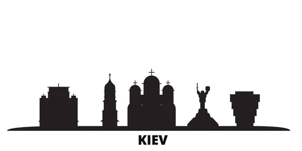 Ucrania, ciudad de Kiev skyline ilustración vectorial aislado. Ucrania, Kiev viaje negro paisaje urbano — Vector de stock