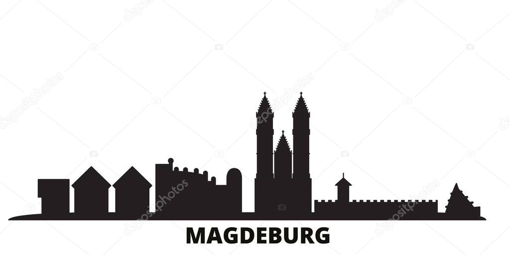 Germany, Magdeburg city skyline isolated vector illustration. Germany, Magdeburg travel black cityscape