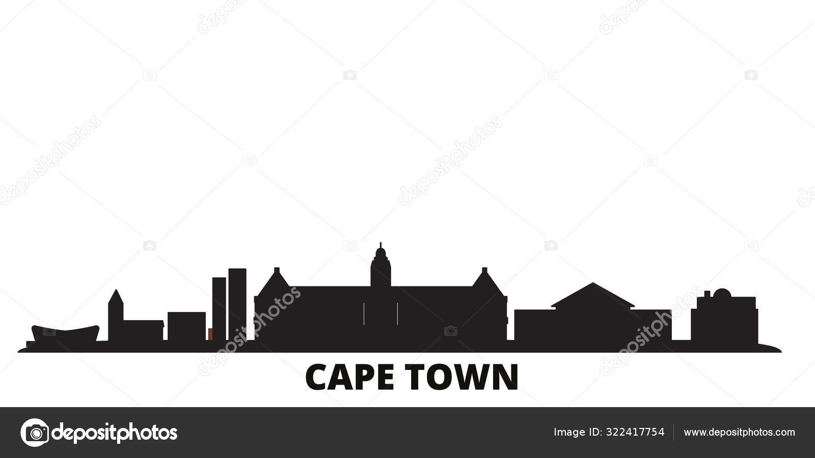 South Africa Cape Town City Skyline Isolated Vector Illustration South Africa Cape Town Travel Black Cityscape Stock Vector Image By C Iconsgraph