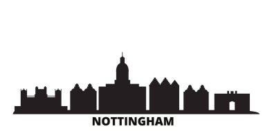 United Kingdom, Nottingham city skyline isolated vector illustration. United Kingdom, Nottingham travel black cityscape clipart