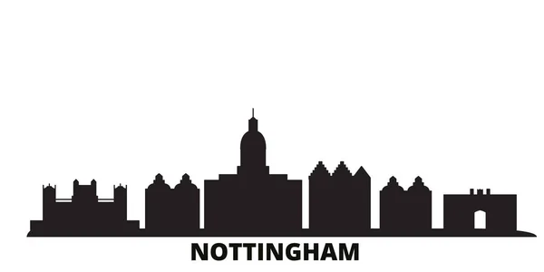 Reino Unido, ciudad de Nottingham skyline ilustración vectorial aislado. Reino Unido, Nottingham travel black cityscape — Vector de stock