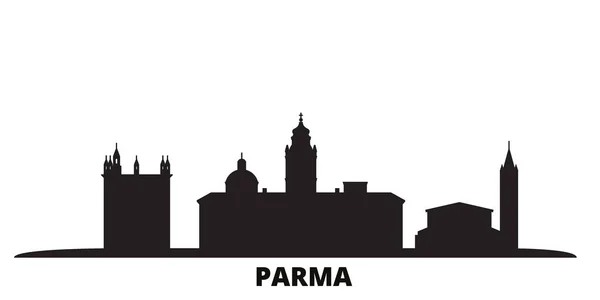 Italie, ville de Parme skyline illustration vectorielle isolée. Italie, Parme voyage paysage urbain noir — Image vectorielle
