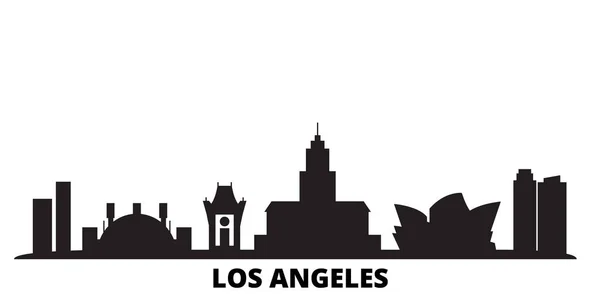 Estados Unidos, ciudad de Los Ángeles skyline ilustración vectorial aislado. Estados Unidos, Los Angeles City travel black cityscape — Archivo Imágenes Vectoriales