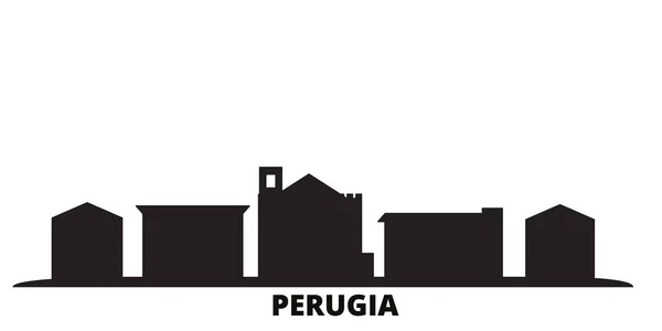 Italia, ciudad de Perugia skyline ilustración vectorial aislado. Italia, Perugia viajes negro paisaje urbano — Vector de stock