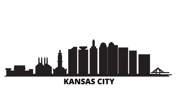 Estados Unidos, Kansas City skyline ilustración vectorial aislado. Estados Unidos, Kansas City viajar negro paisaje urbano — Vector de stock