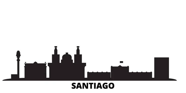 Chili, Santiago ville skyline illustration vectorielle isolée. Chili, Santiago voyage paysage urbain noir — Image vectorielle