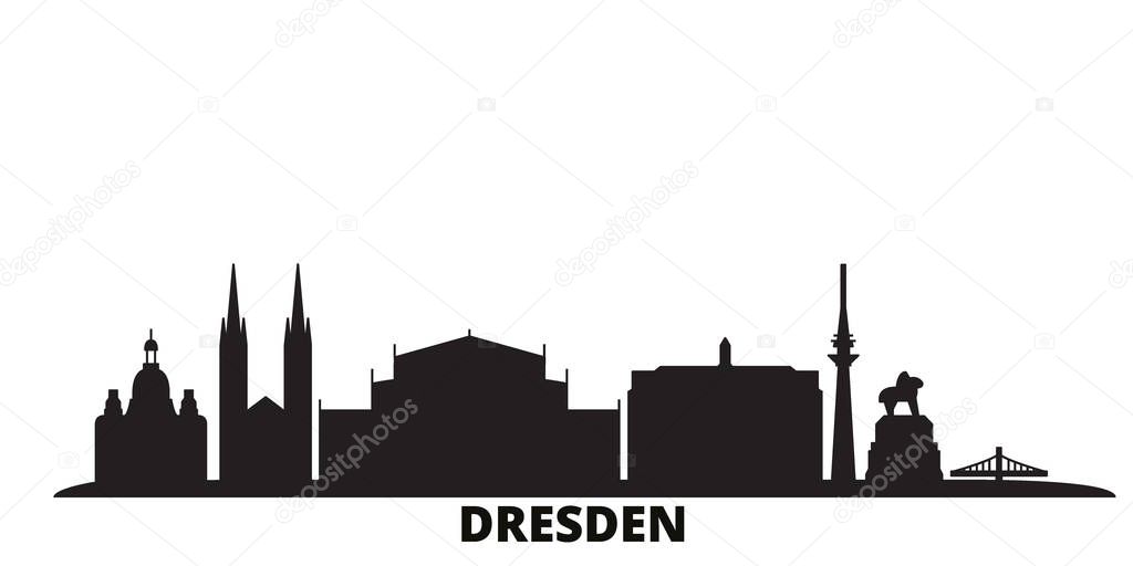 Germany, Dresden city skyline isolated vector illustration. Germany, Dresden travel black cityscape