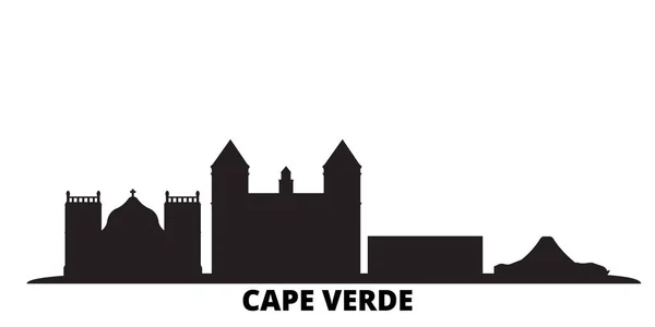 Ciudad de Cabo Verde skyline ilustración vectorial aislada. Cabo Verde viaje negro paisaje urbano — Vector de stock