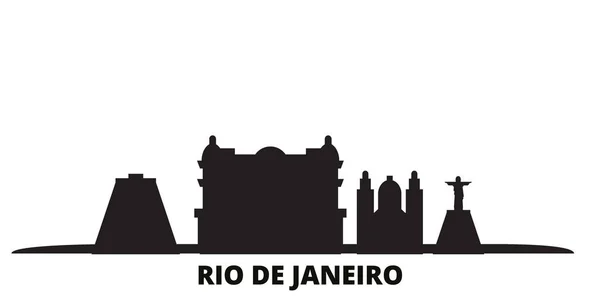 Brazylia, Rio de Janeiro miasto panorama odizolowany wektor ilustracji. Brazylia, Rio de Janeiro podróży czarny krajobraz miasta — Wektor stockowy