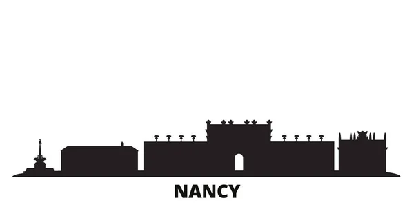 France, Nancy ville skyline illustration vectorielle isolée. France, Nancy voyage paysage urbain noir — Image vectorielle