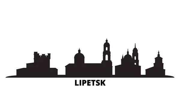 Rusia, ciudad de Lipetsk skyline ilustración vectorial aislado. Rusia, Lipetsk viaje negro paisaje urbano — Vector de stock