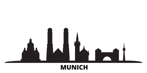 Alemania, ciudad de Munich skyline ilustración vectorial aislado. Alemania, Munich viajes negro paisaje urbano — Vector de stock