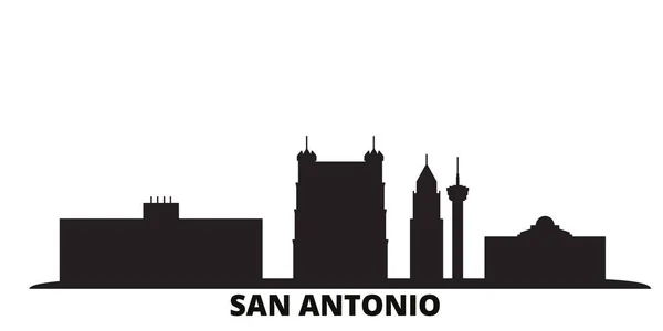 Estados Unidos, ciudad de San Antonio skyline ilustración vectorial aislado. Estados Unidos, San Antonio viajar negro paisaje urbano — Vector de stock