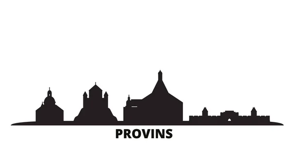 Γαλλία, Provins πόλη ορίζοντα απομονωμένη διανυσματική απεικόνιση. Γαλλία, Provins ταξιδεύουν μαύρο αστικό τοπίο — Διανυσματικό Αρχείο