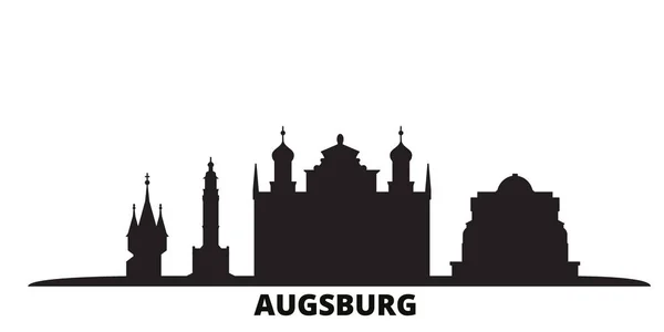 Németország, Augsburg város városképe elszigetelt vektor illusztráció. Németország, Augsburg utazás fekete városkép — Stock Vector